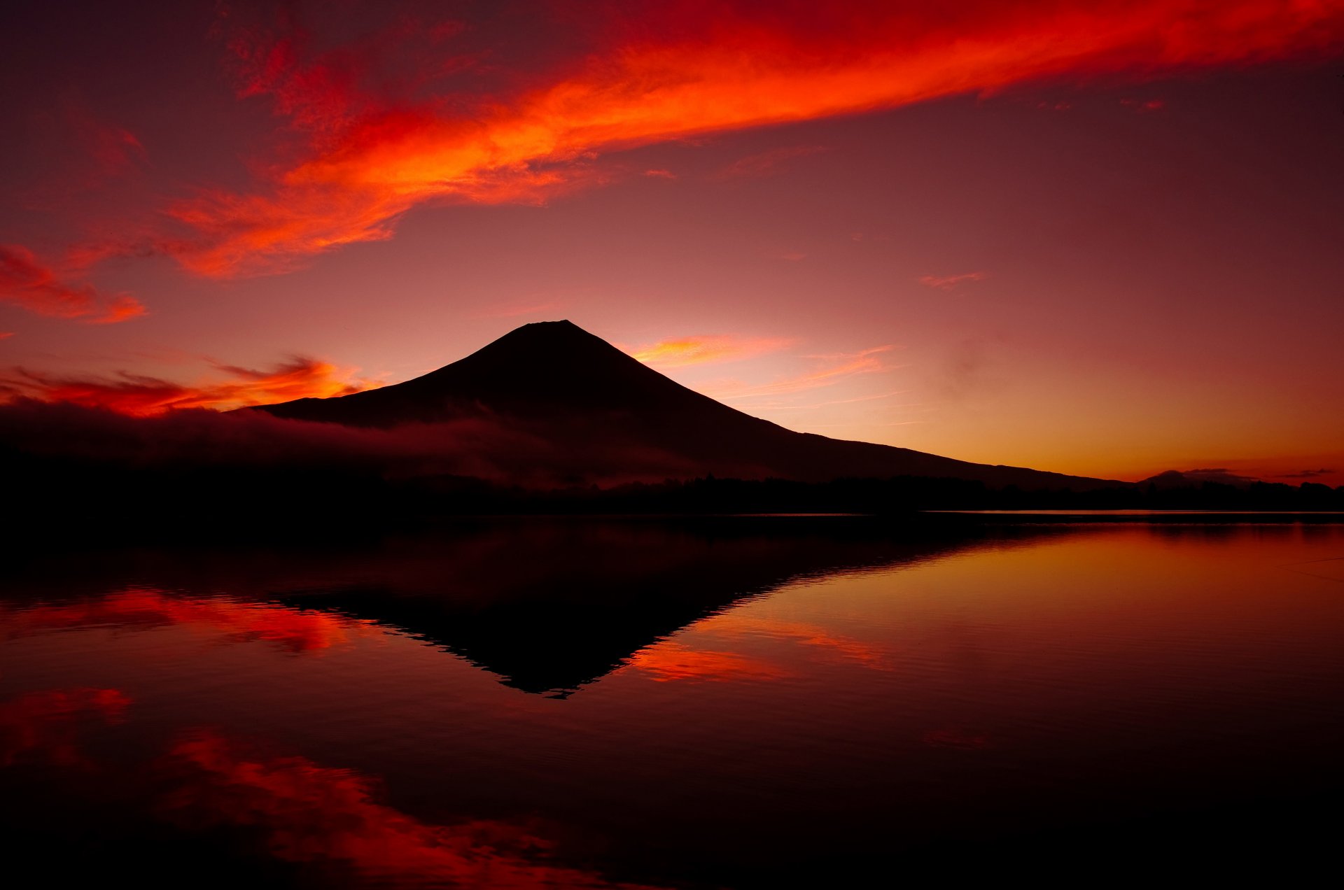 japon fuji volcan montagne lac ciel