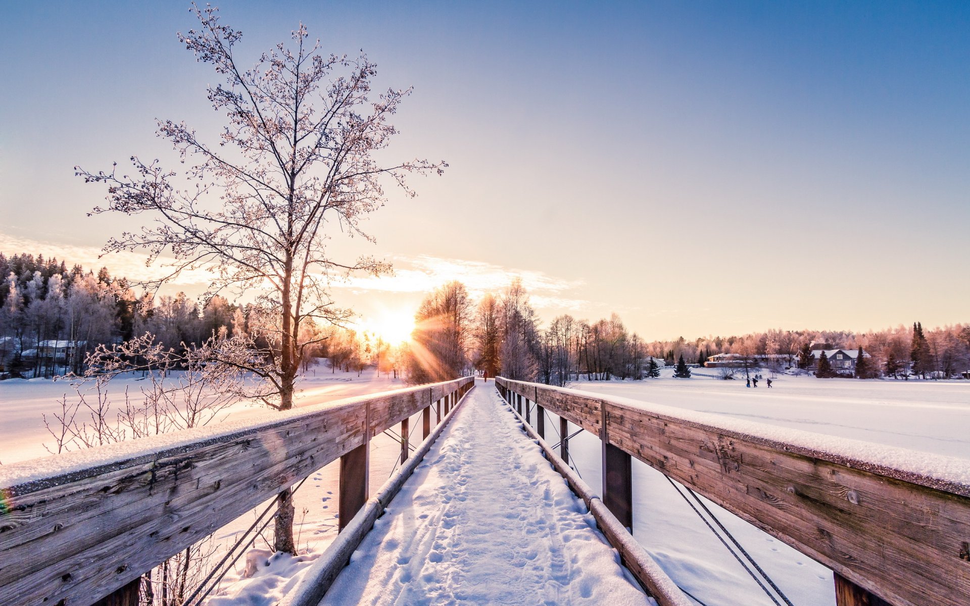 winter brücke landschaft