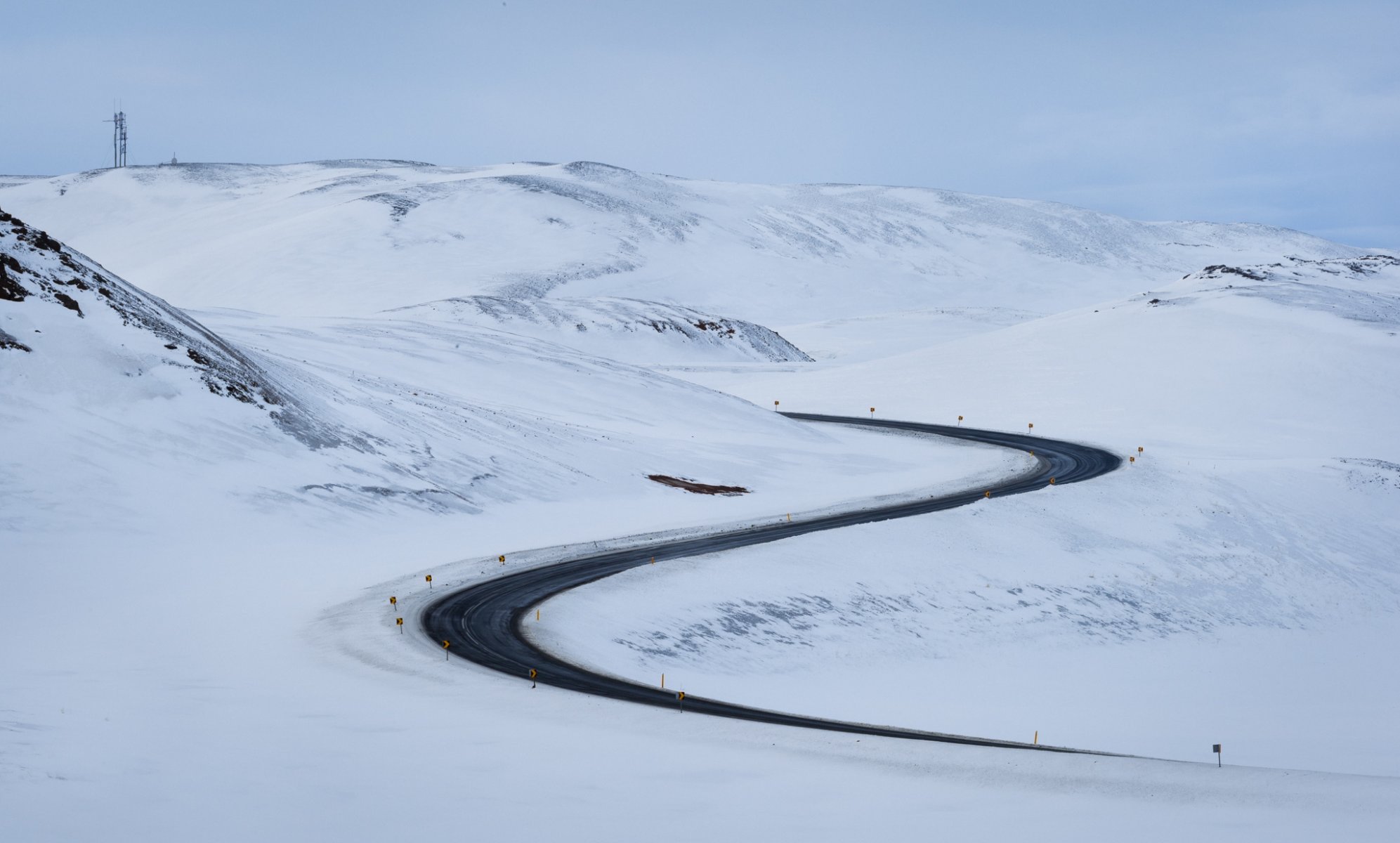 now winter road mountain landscape