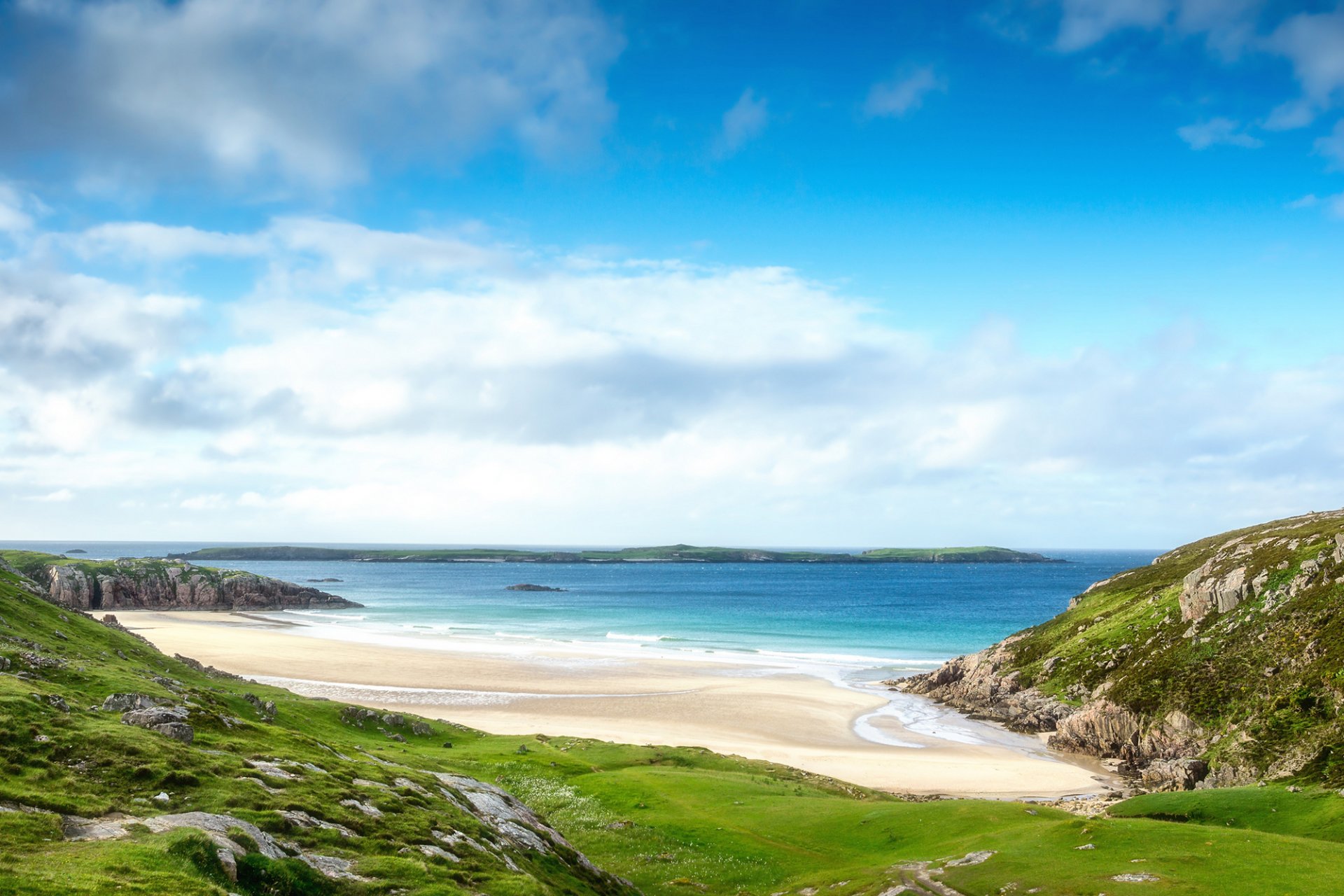 cotland alba clouds sky beach sea rock landscape nature