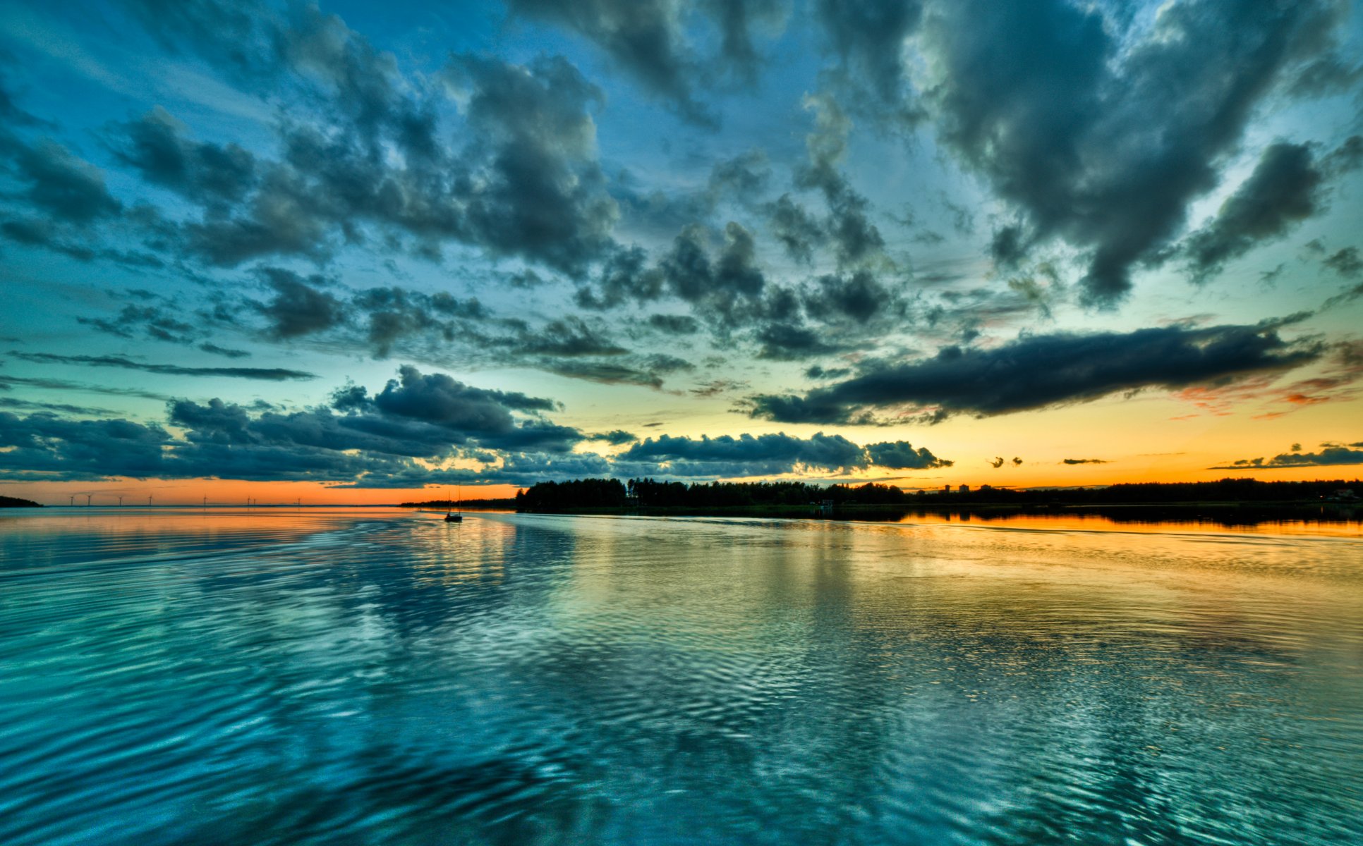 cielo nubes puesta de sol bahía barco