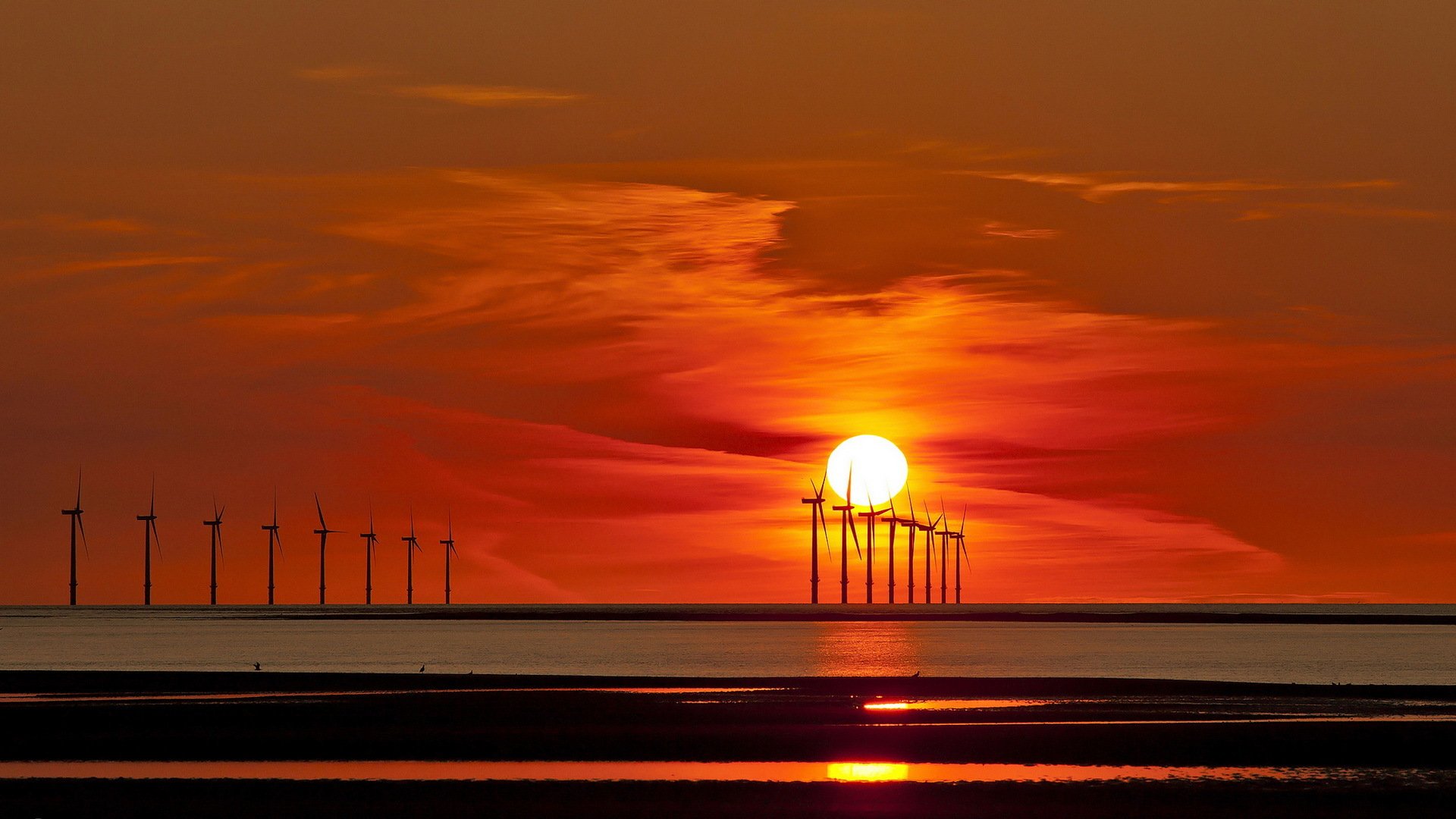 ea sunset wind turbines landscape