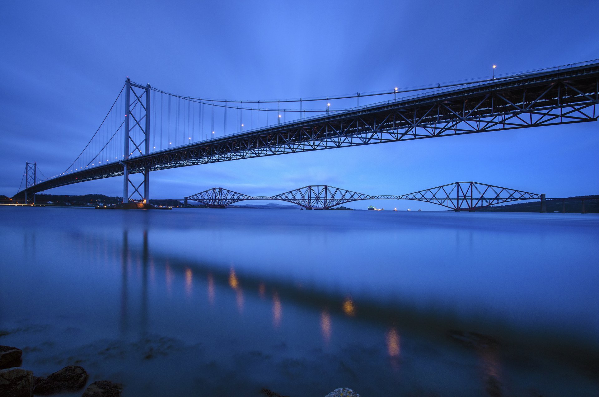 royaume-uni écosse pont de fort rivière pont soirée bleu ciel