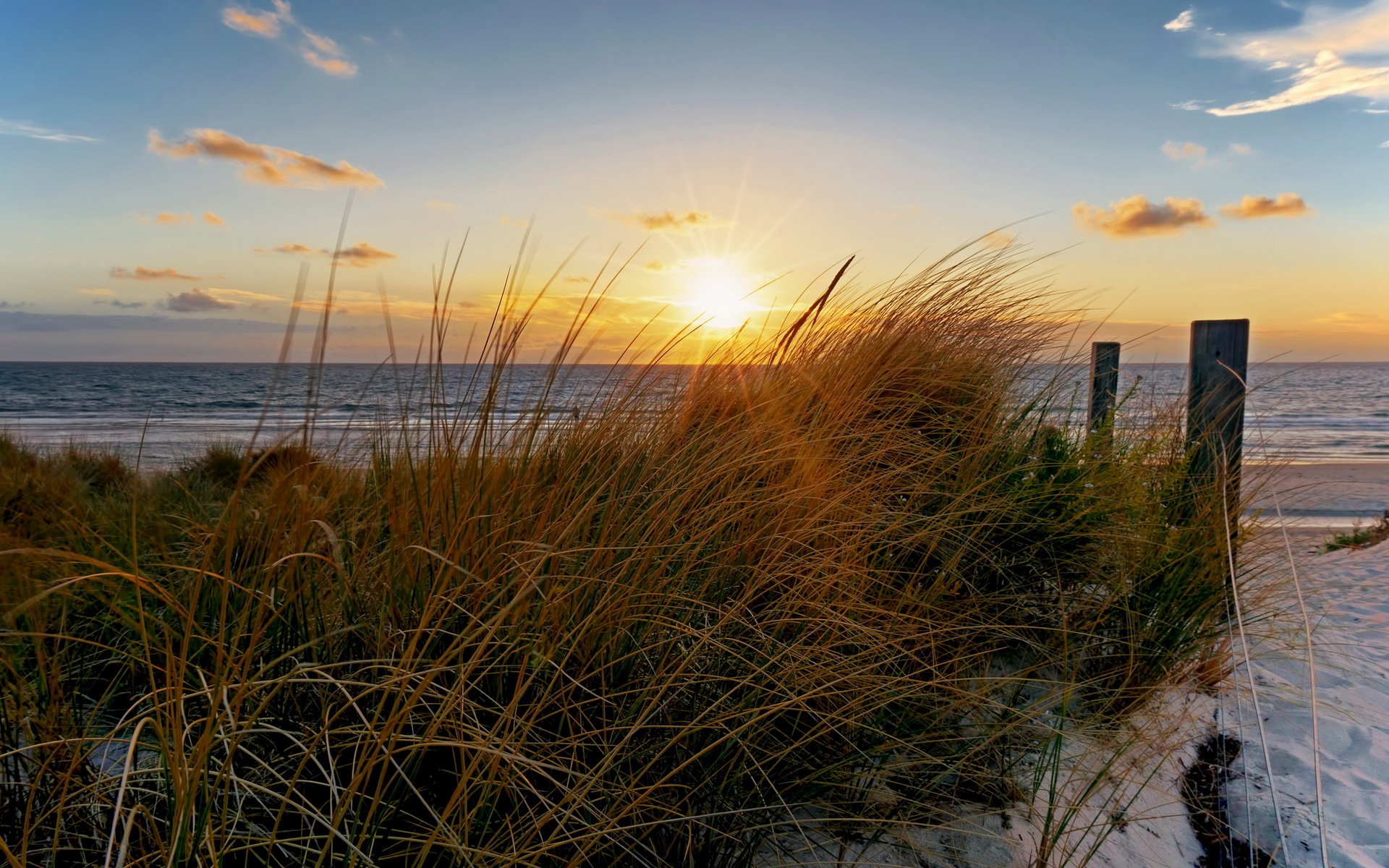 coucher de soleil mer plage paysage