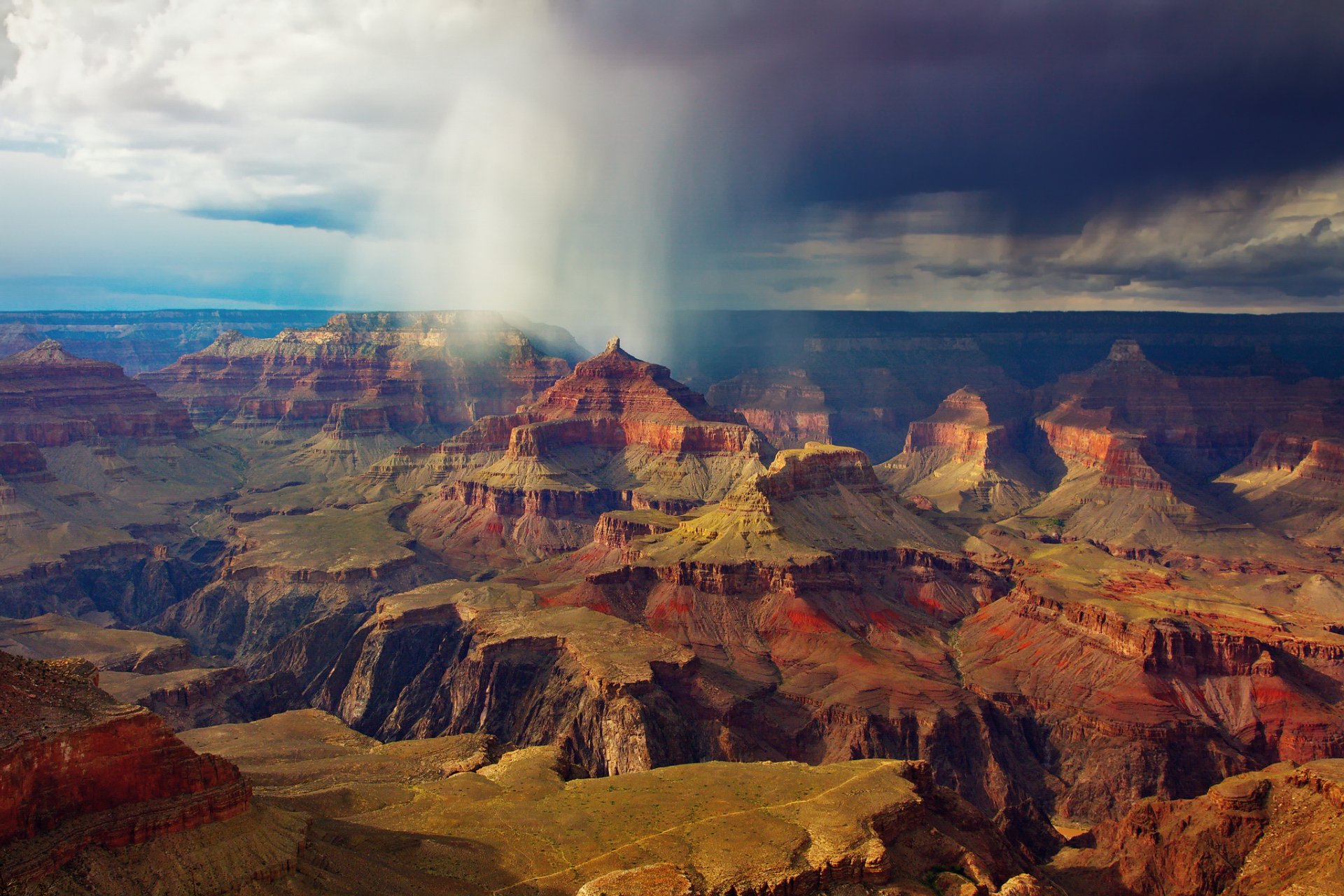 estados unidos parque nacional del gran cañón cielo nubes nubes lluvia rocas