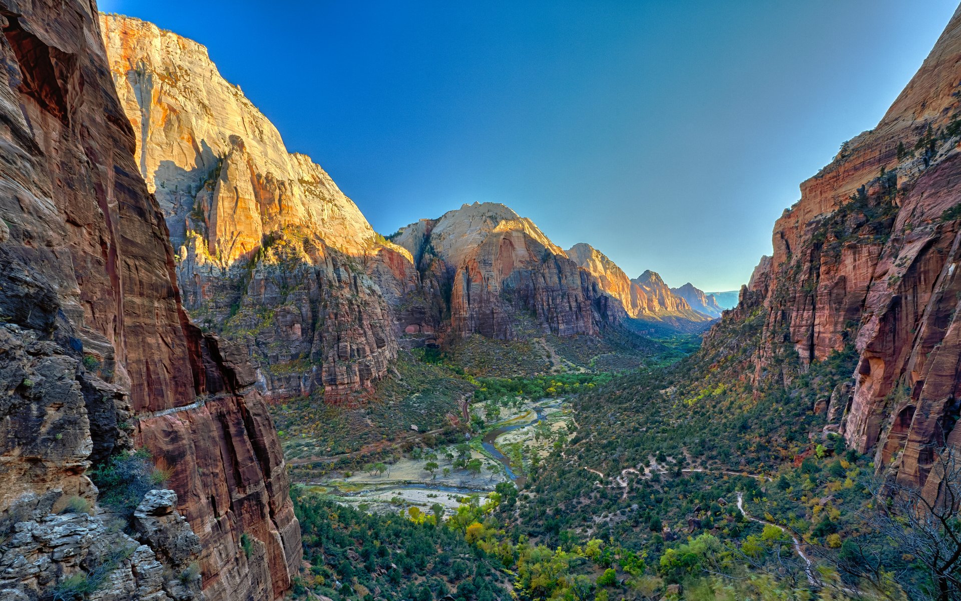 parc national de zion vallée de la rivière vierge canyon falaises montagnes