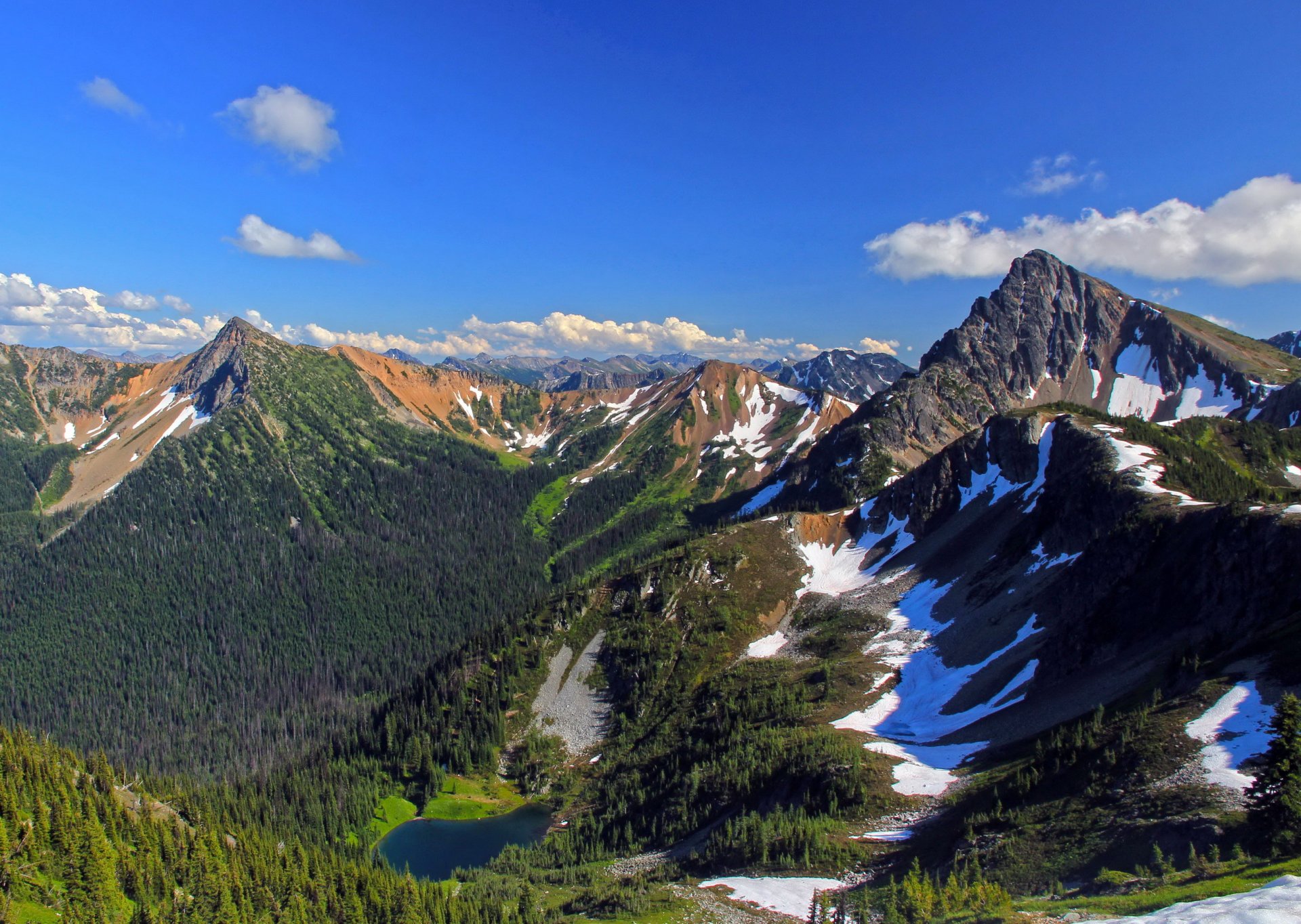 usa berge see bäume schnee himmel