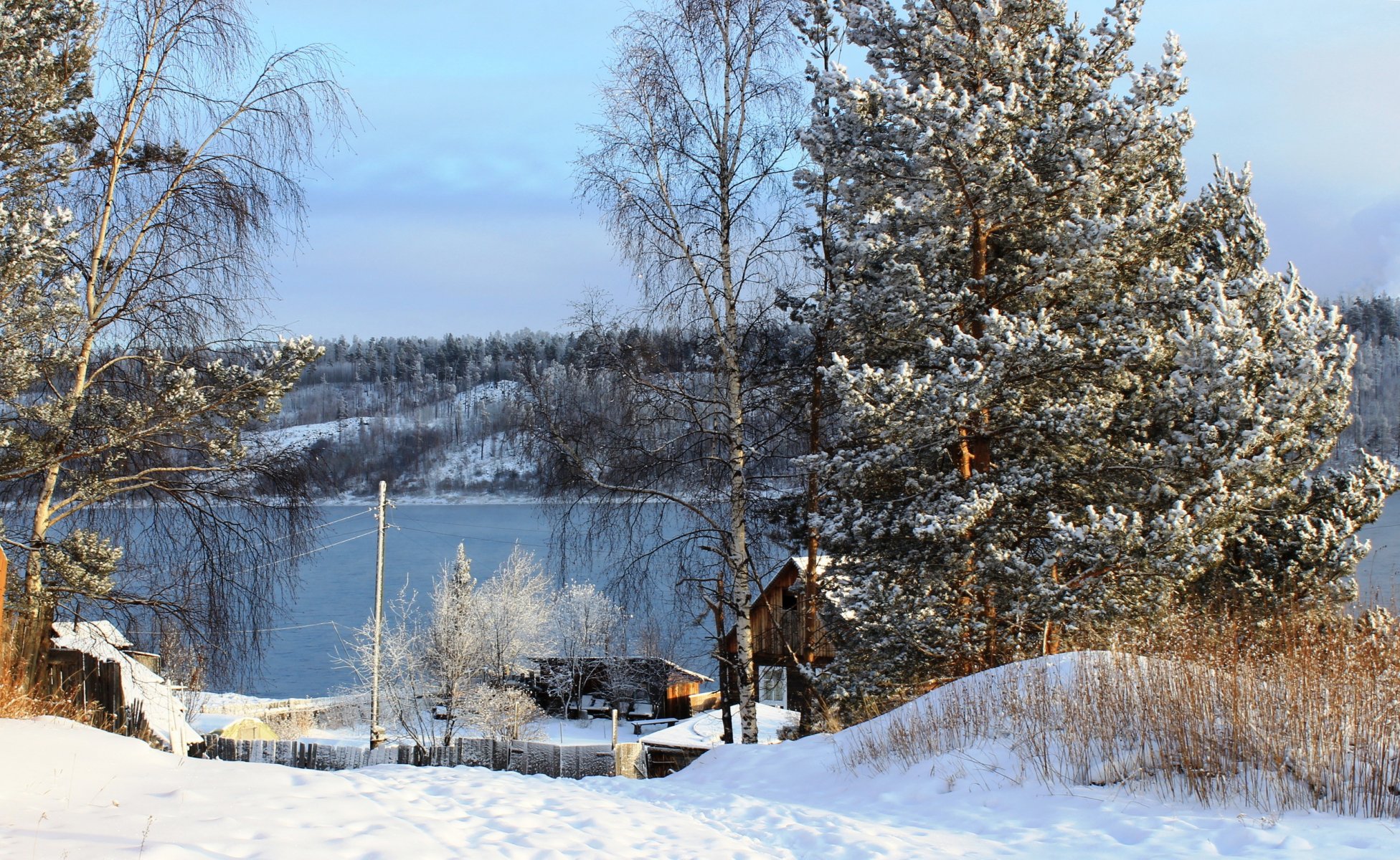 rusia río invierno árboles nieve naturaleza foto