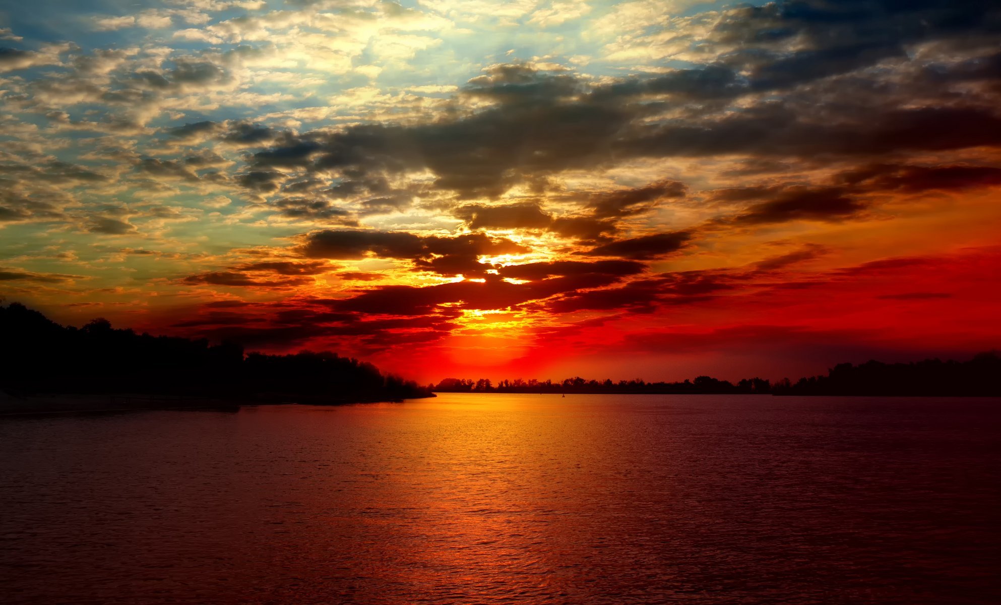 landschaft schöne natur sonnenuntergang meer fluss himmel wolken