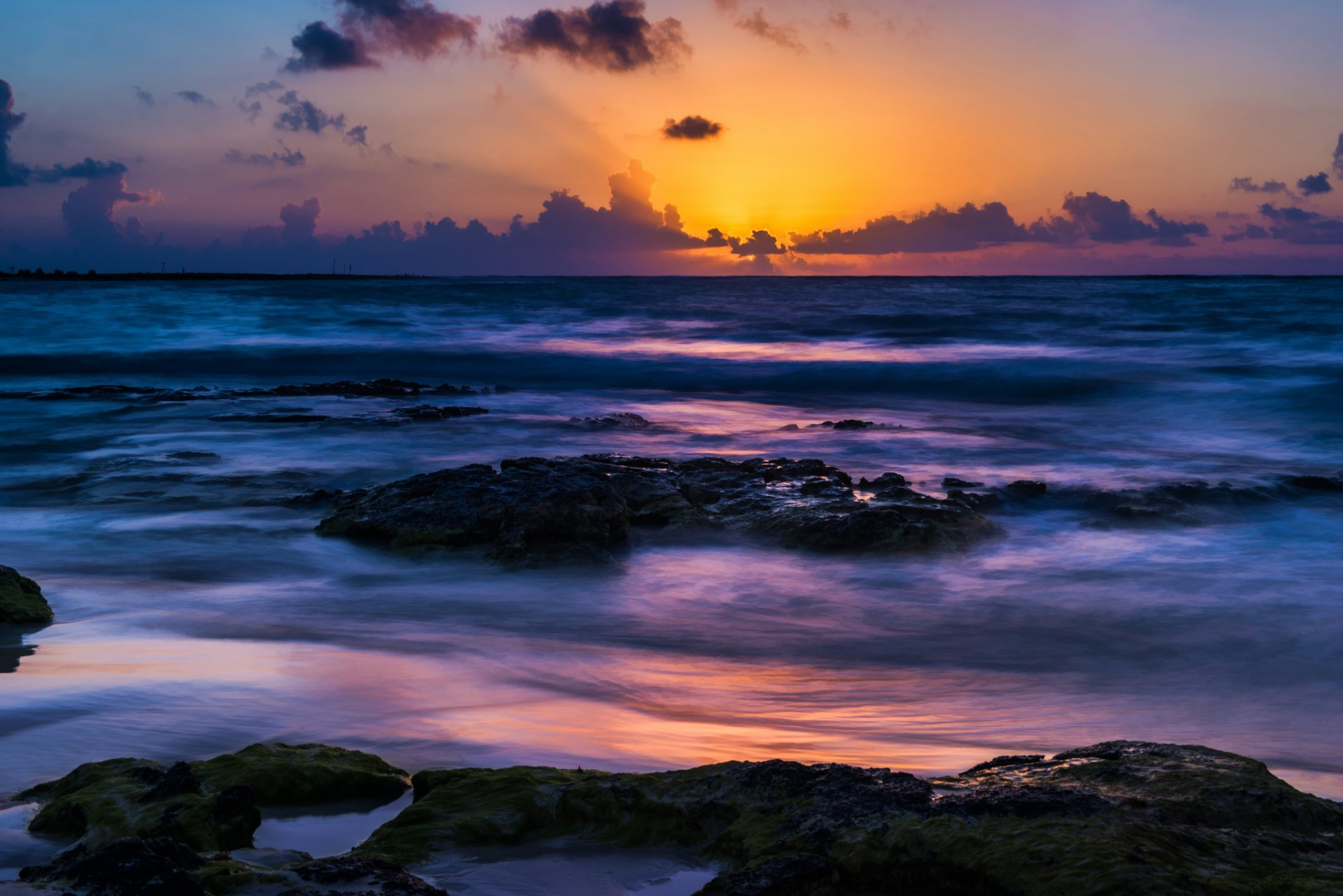 playa de akumal méxico puesta de sol