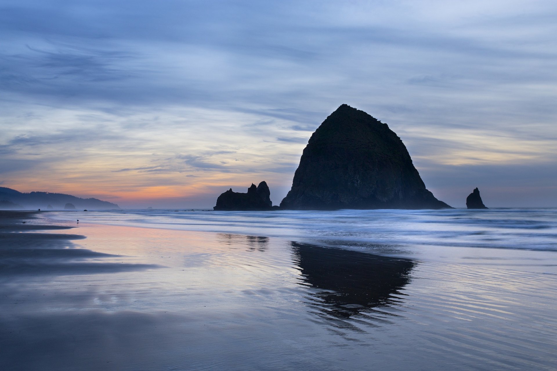 usa oregon ocean wybrzeże klify wieczór zachód słońca niebo chmury