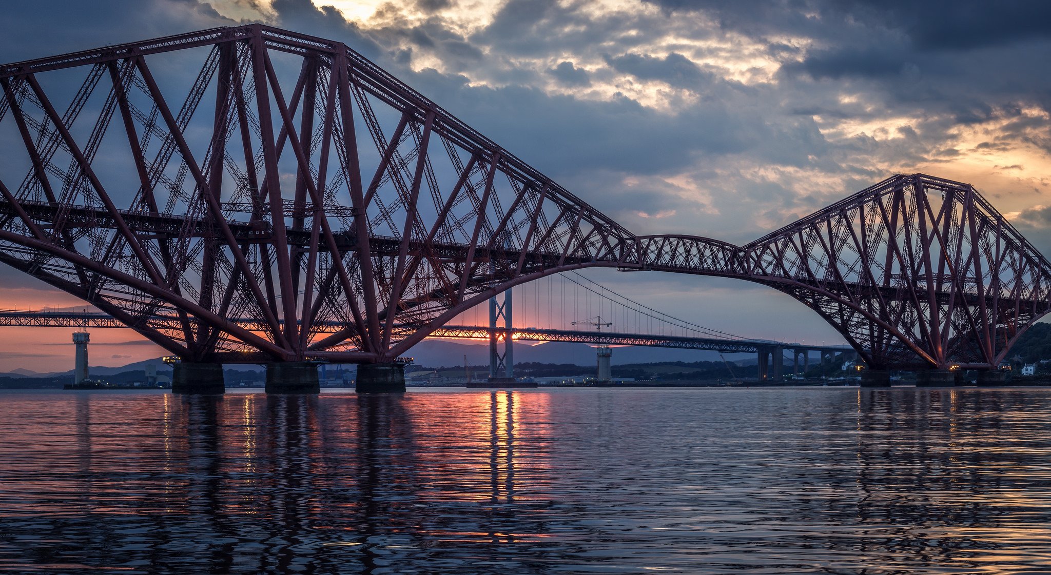 united kingdom scotland fort bridge river bridge evening sunset sky clouds cloud