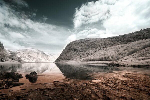 Paesaggio lago in montagna