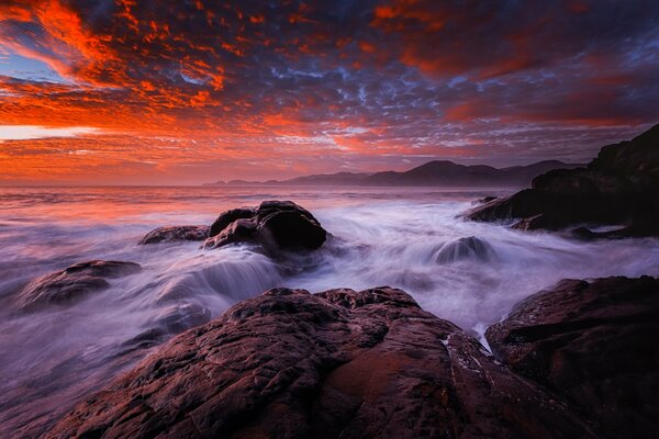 Sunset sky on the seashore