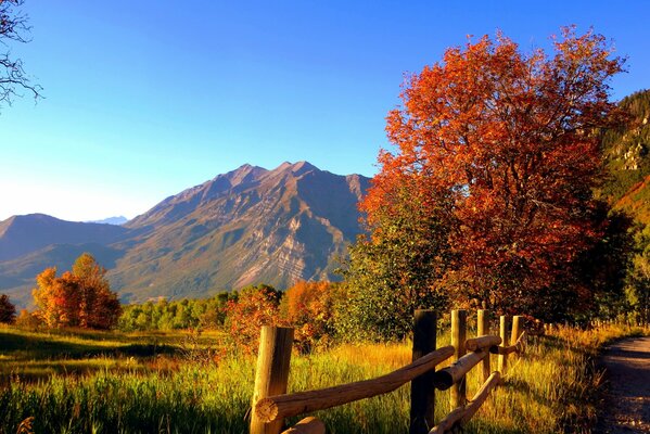 Paysage de montagne automne sur fond de ciel