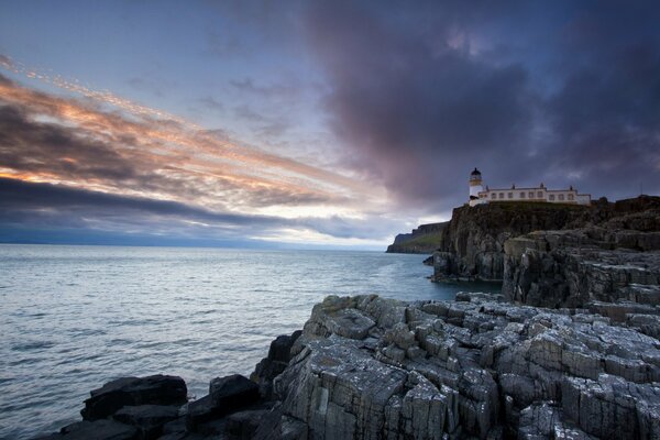 Lighthouse on a rocky island