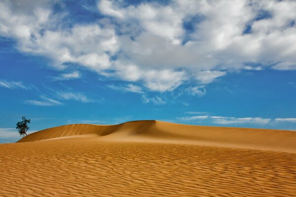 Picture with sand and blue clouds