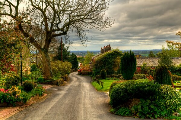 Principios de otoño en una aldea en Inglaterra