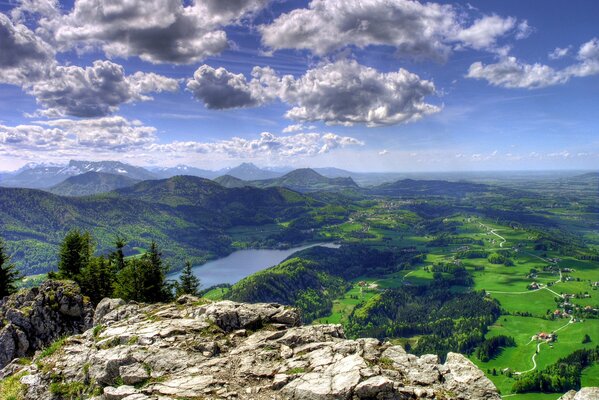 Lake in the green valley