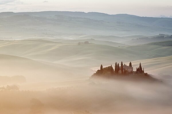 Italy beautiful landscape with castle