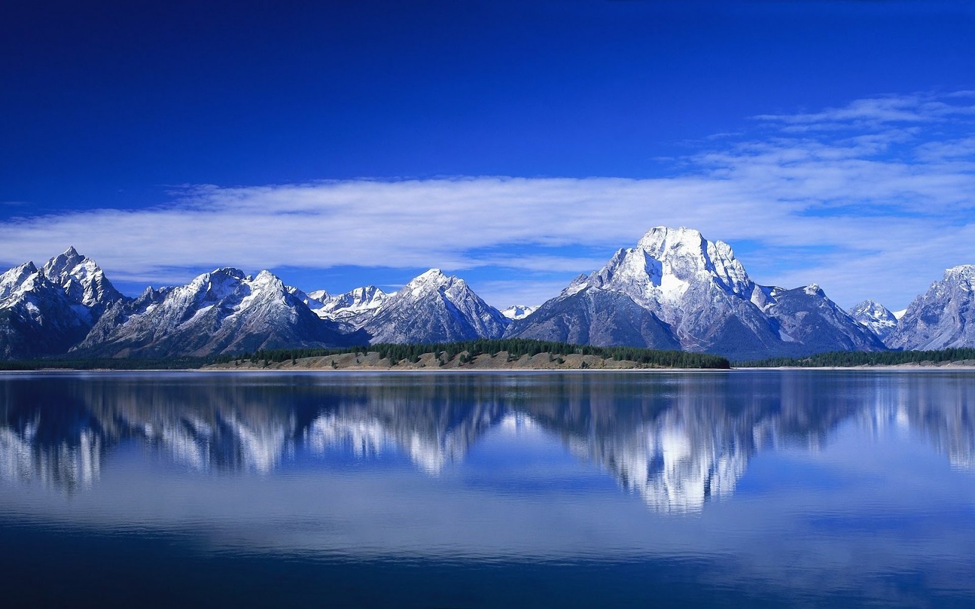 berge see reflexion himmel wolken