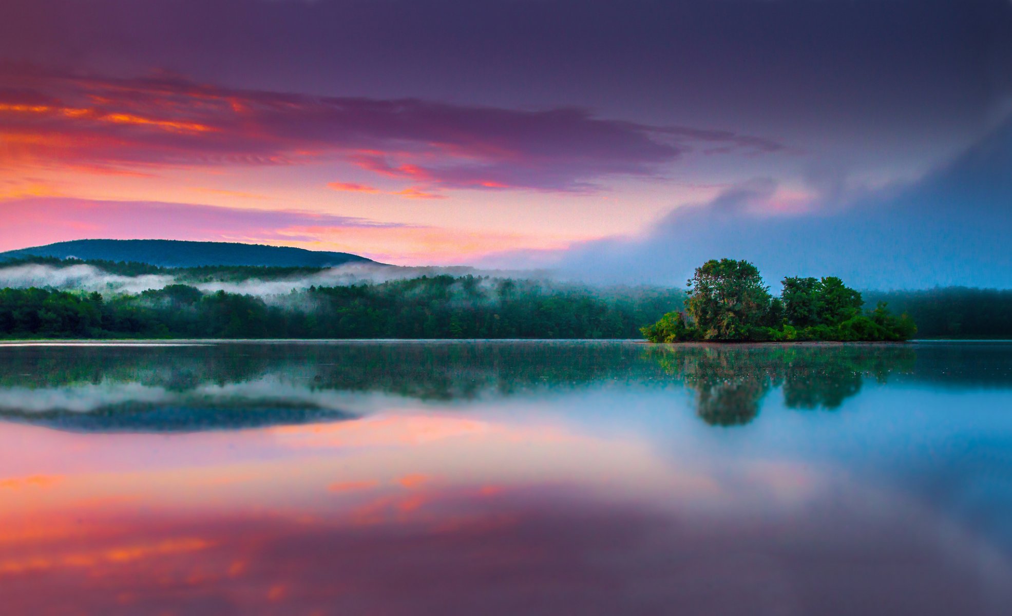 tomhannock reservoir melrose nowy jork. wschód słońca