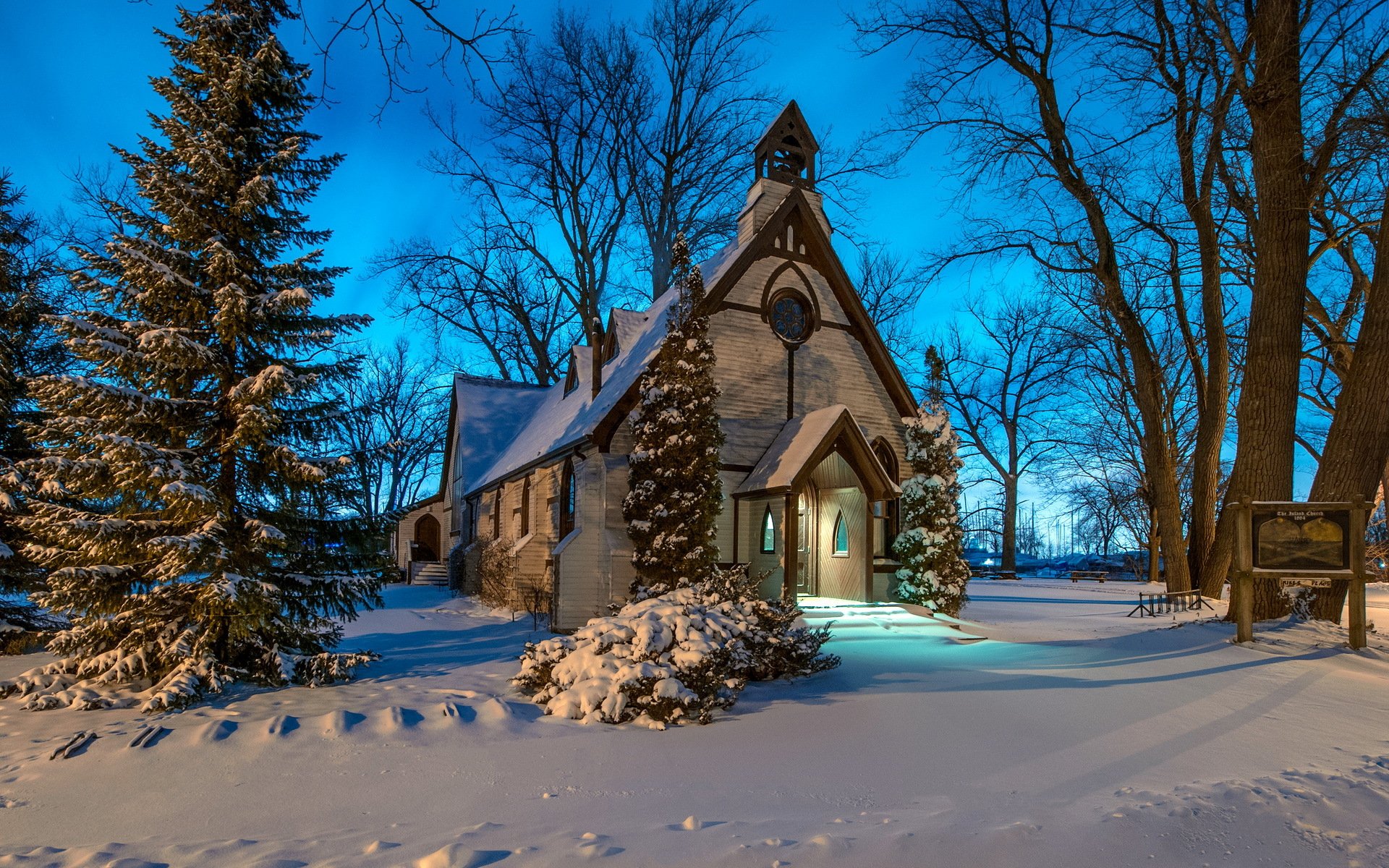 temple winter landscape