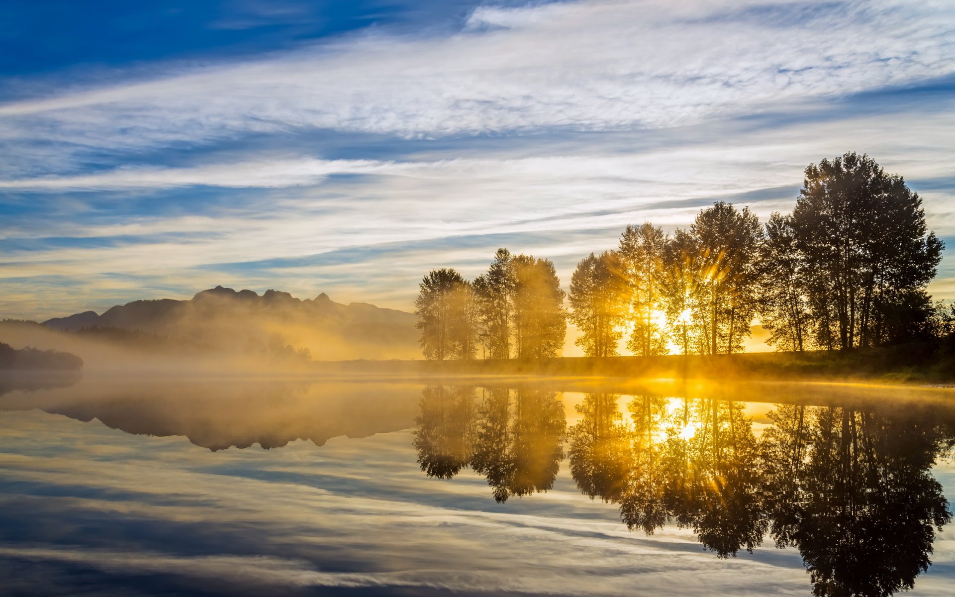 matin rivière lumière paysage