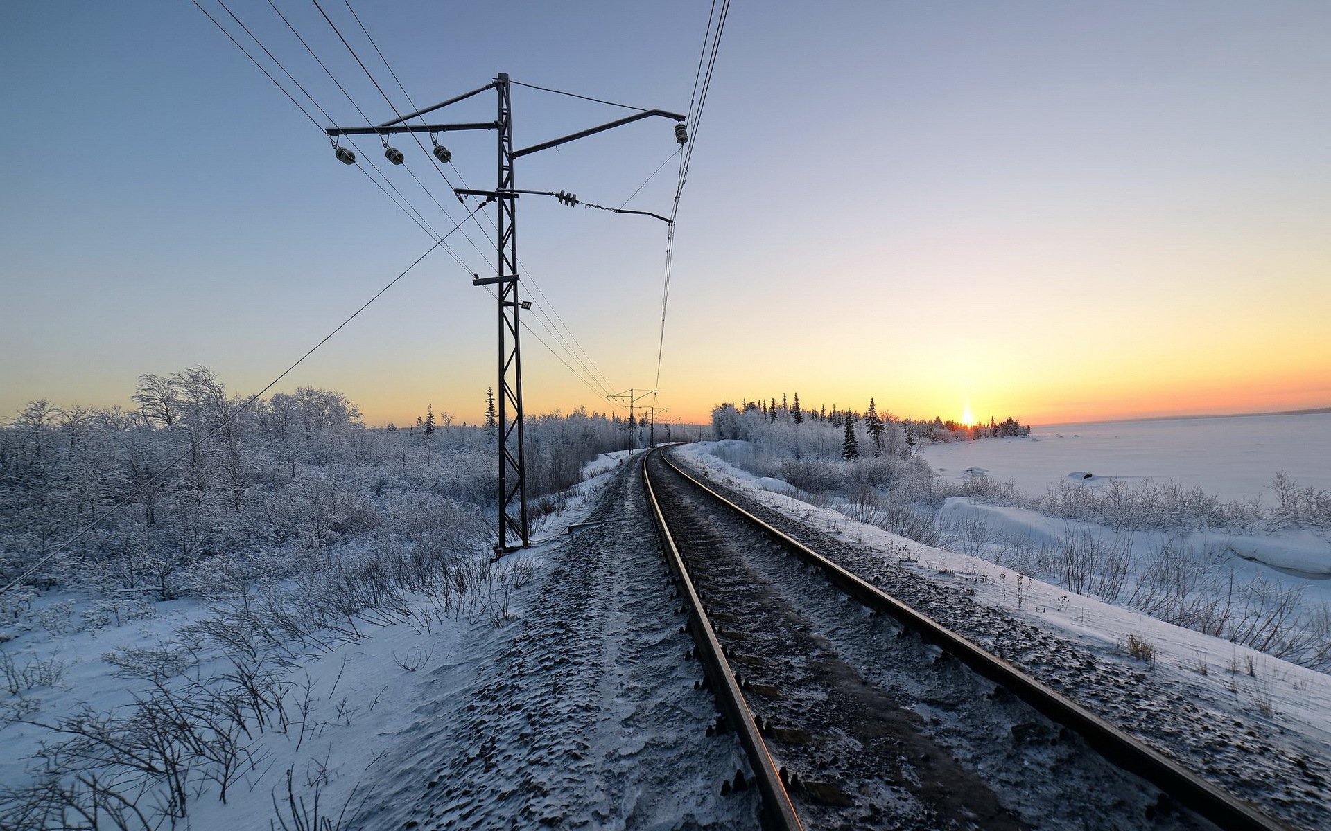 winter schnee eisenbahn morgen