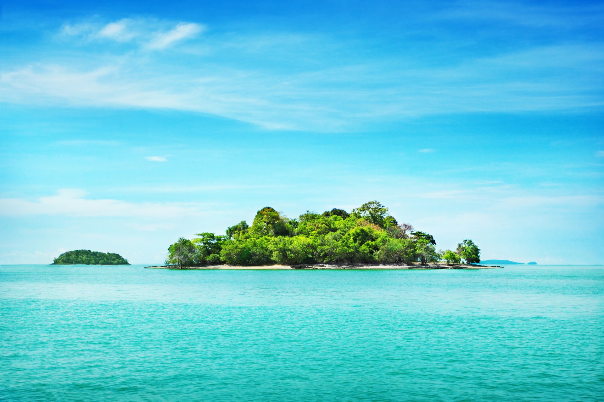 landschaft insel küste strand bäume meer himmel