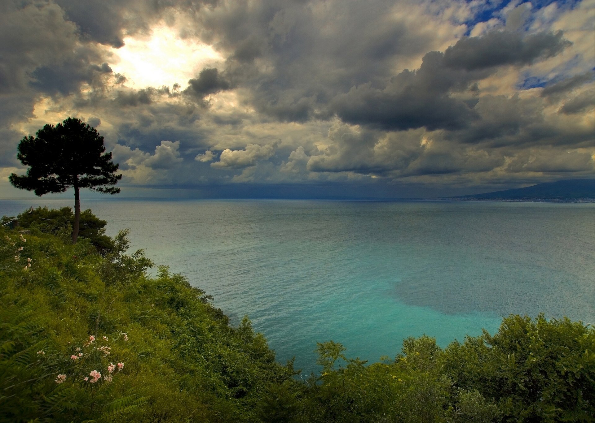 golfo di napoli italy bay of naples clouds tree coast