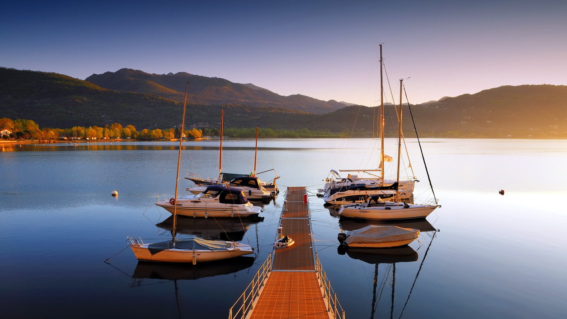 see boote brücke landschaft