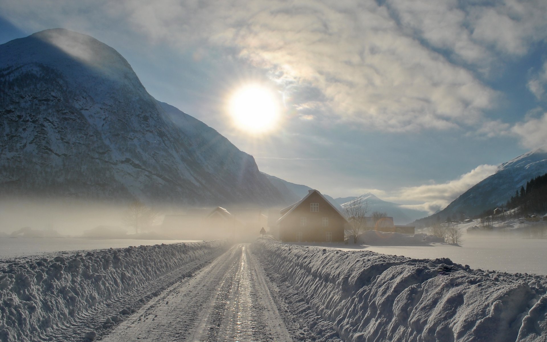 morgen straße winter landschaft