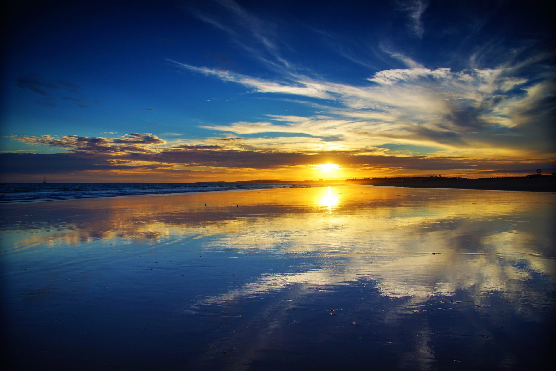 océan atlantique coucher de soleil plan d eau