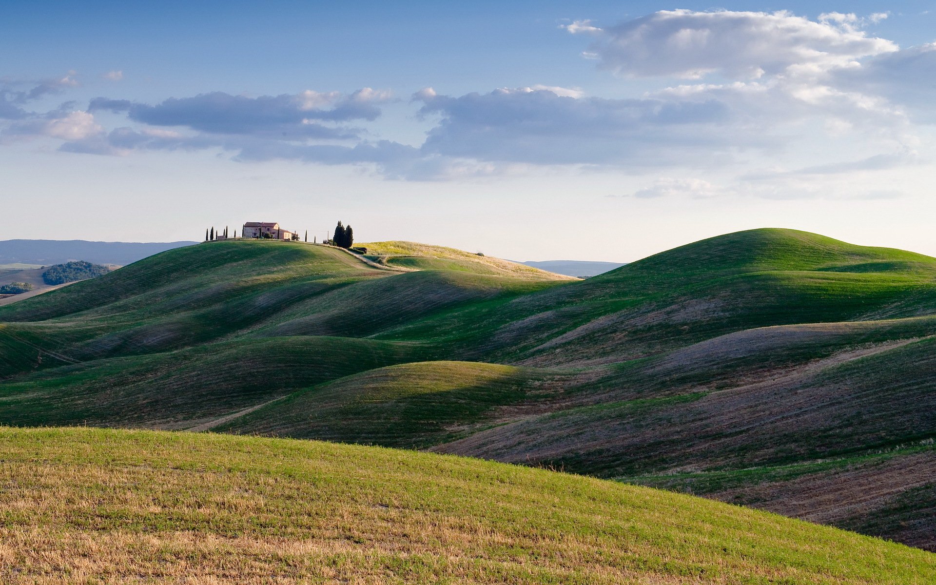 the field mountain house landscape