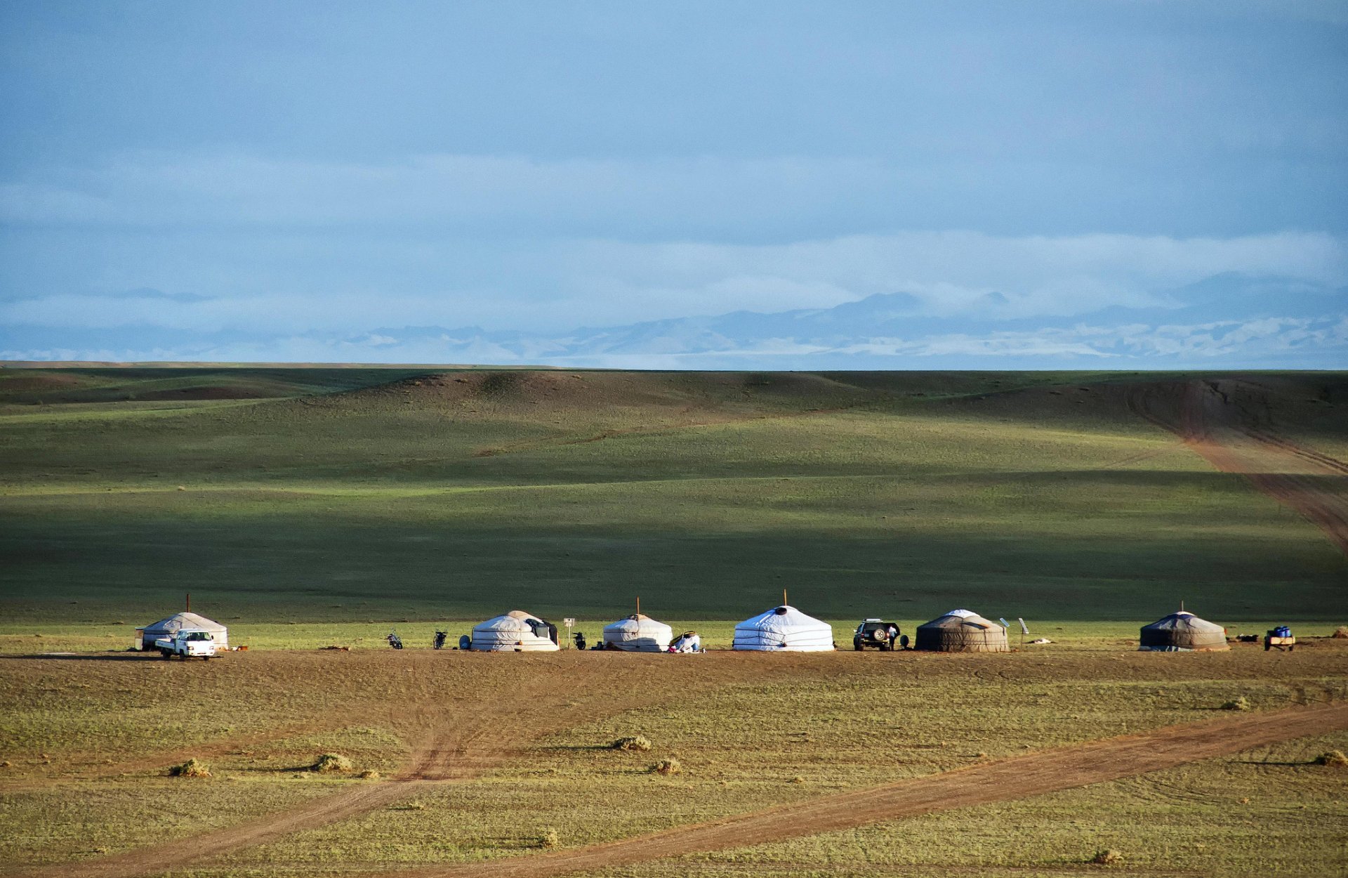 mongolia steppa linea dell orizzonte