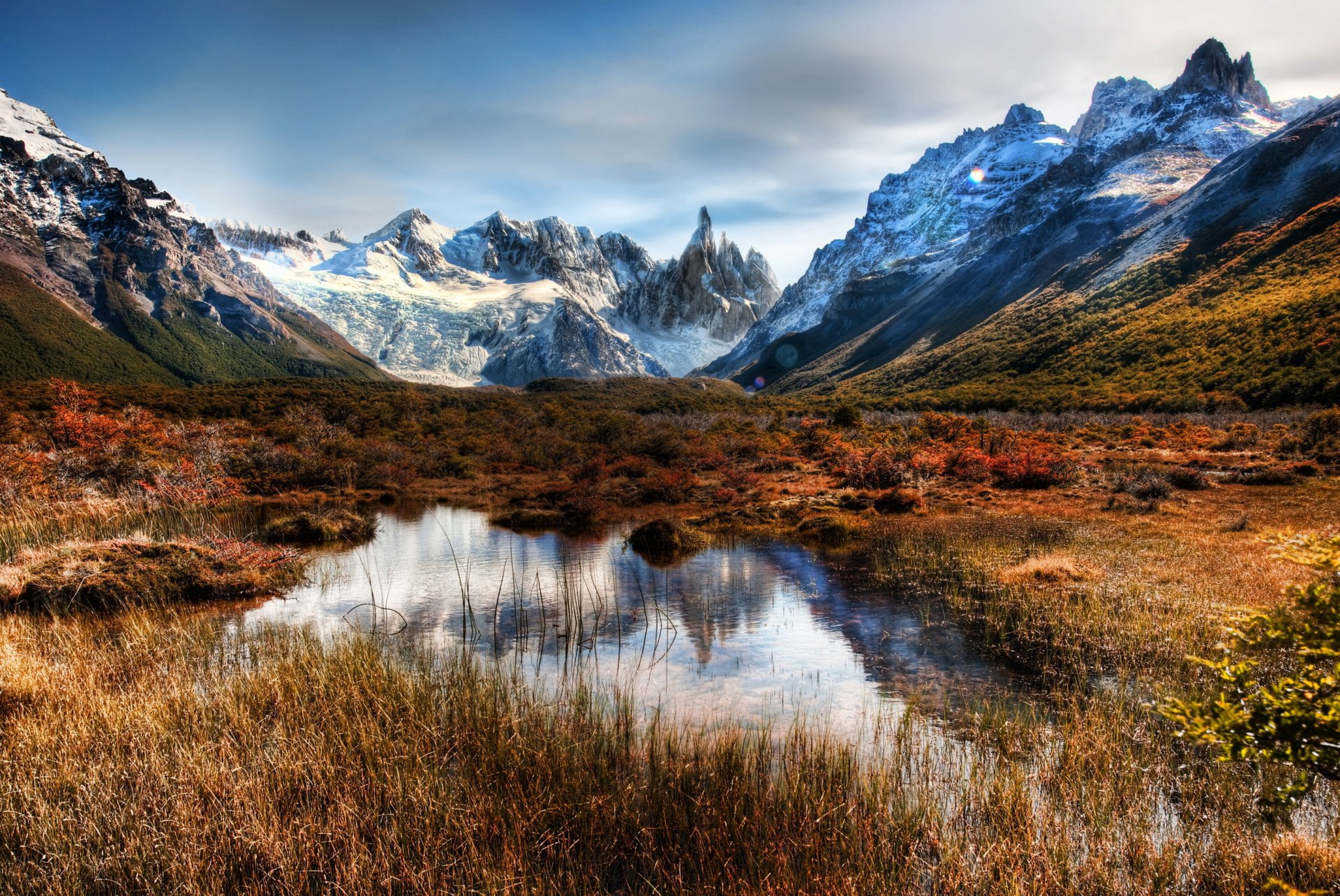 chile patagonien natur berge felsen schnee himmel