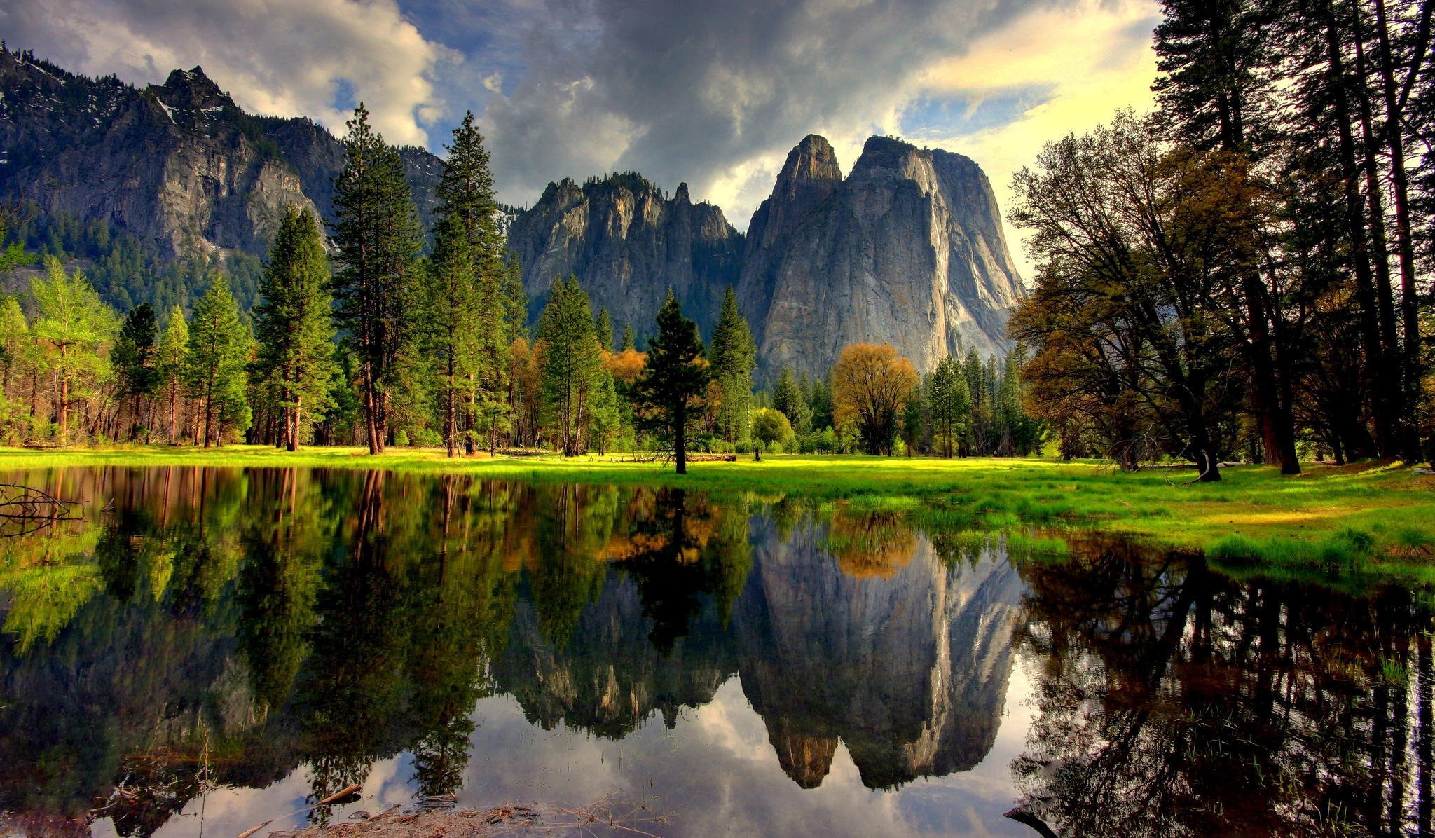 yosemite national park usa yosemite california lake water reflection trees mountains nature