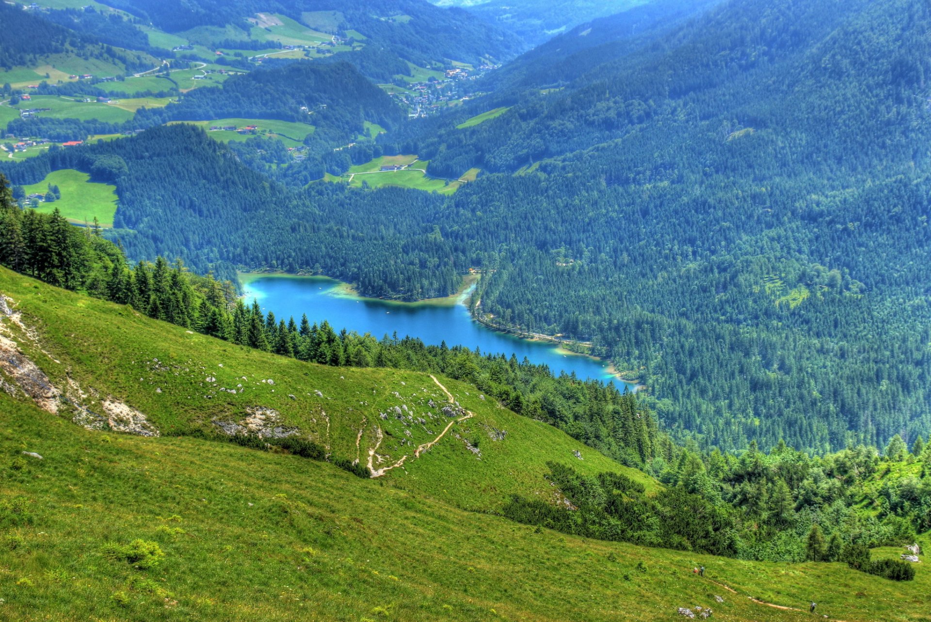 landscape germany ramsau bei berchtesgaden bayern munich lake from the top nature