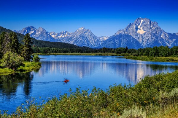 Mount Moran am Snake River im Grand Teton National Park