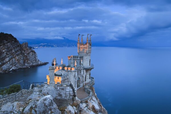 The swallow s nest in the Crimea on the background of the sea