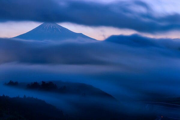 Evening fog in Japan