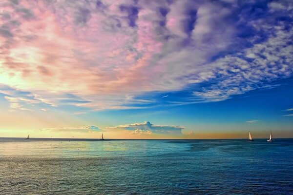 Yachts in the sea distance