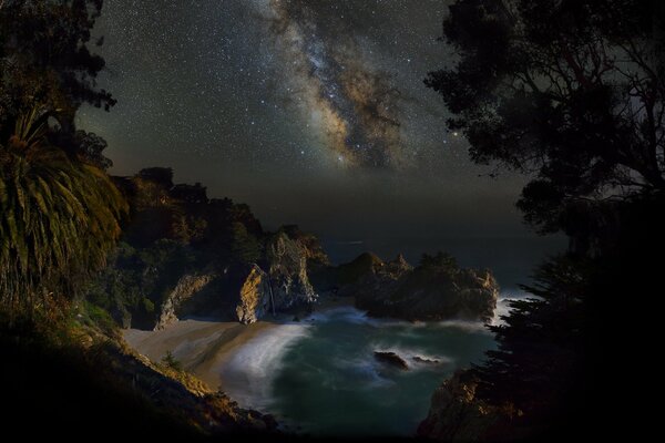 Milky Way over the sea beach