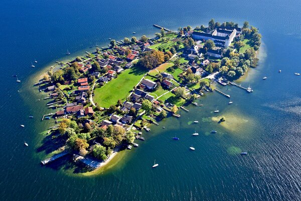 A small island from a bird s-eye view