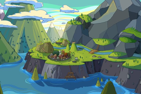 Adventure mountains in a cartoon dream