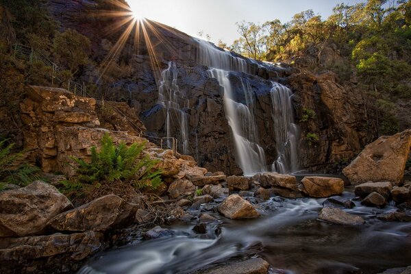 Waterfall in the sunlight