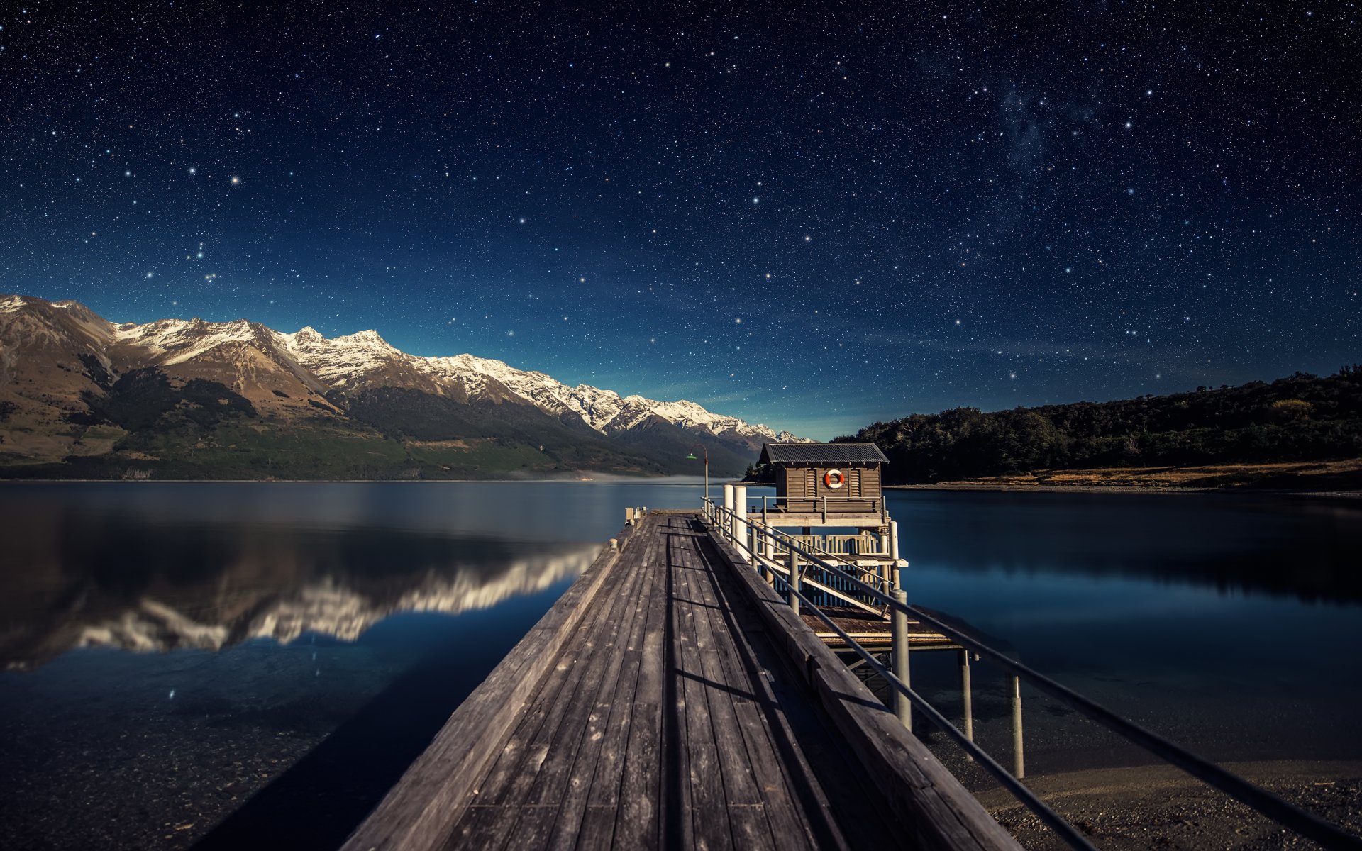 nueva zelanda lago wakatipu lago interior isla sur montañas lago pris cielo estrellas