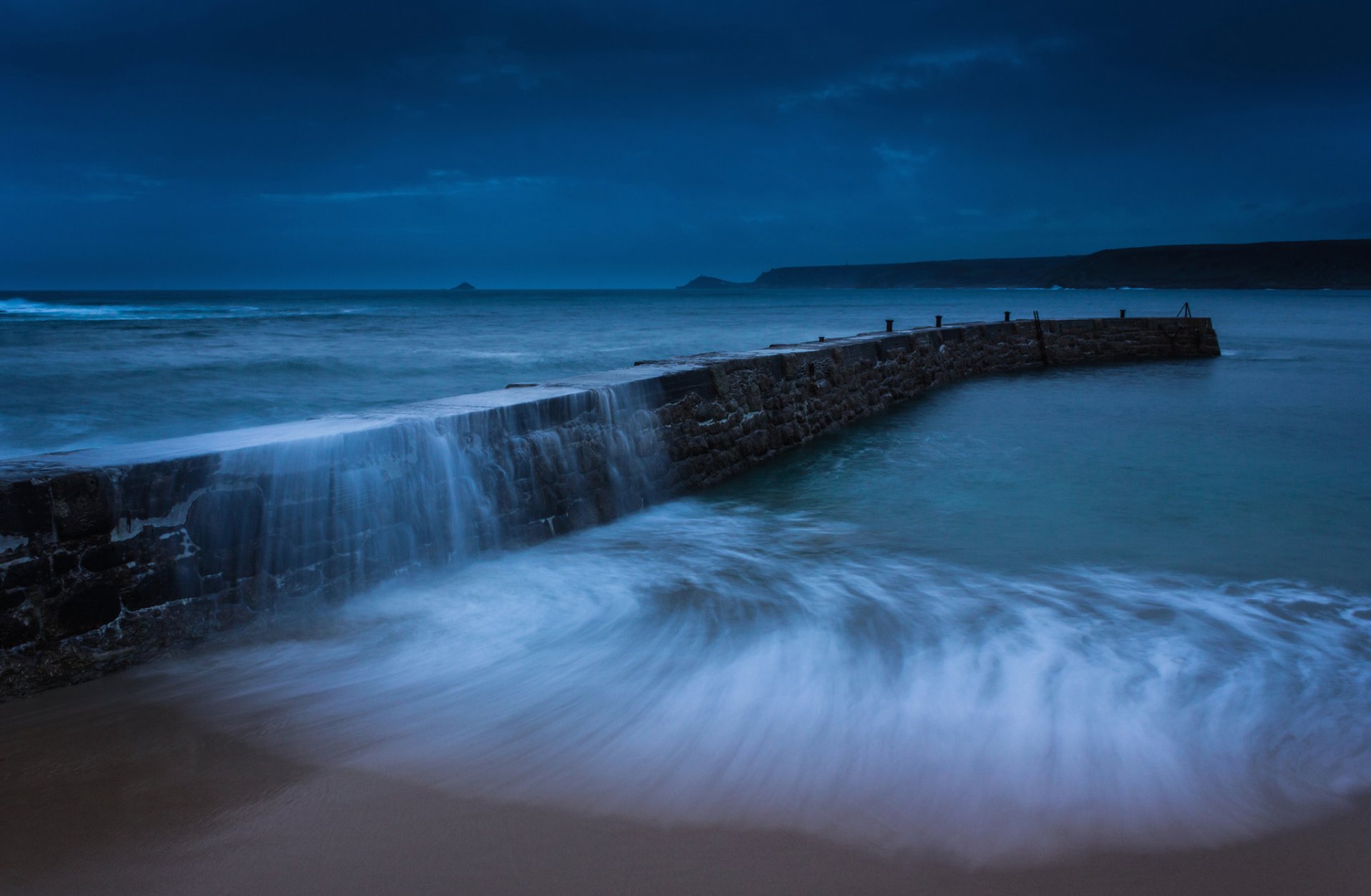 reino unido inglaterra mar costa arena playa surf muelle noche cielo crepúsculo azul