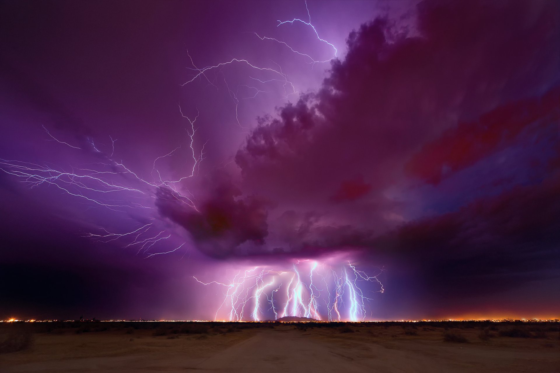 night evening sky clouds thunderstorm lightning lightning arizona